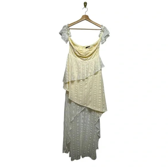 NWOT REVOLVE HOUSE OF HARLOW 1960 Tiered Lace Maxi Dress Ivory S - Picture 2 of 7